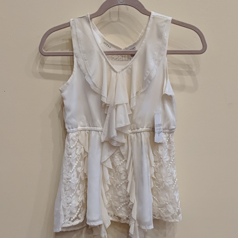 Guess girls off white shirt size 10-12 blouse